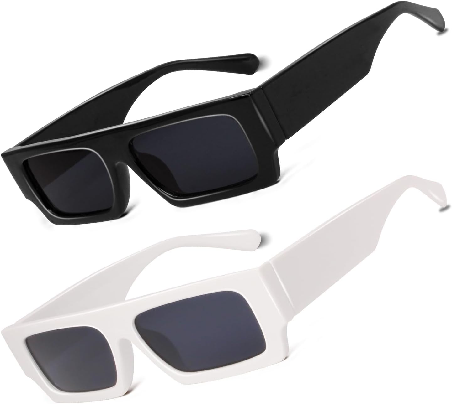 Rectangle Sunglasses, 90s Small Vintage Narrow Square Sunglasses for Men Women Trendy Classic Shades Sun Glasses