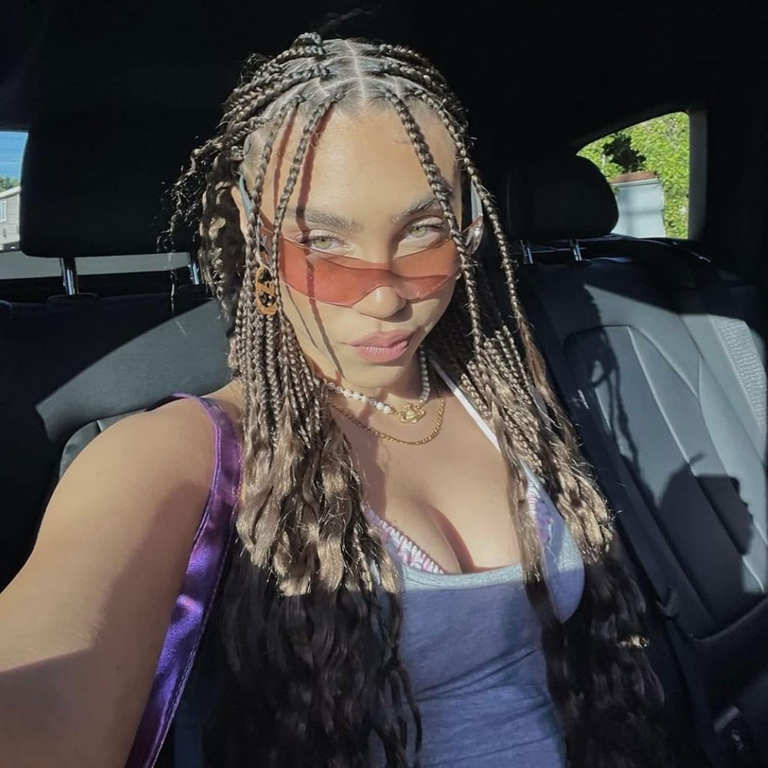 Rmerom Y2K Sunglasses for Women,Rimless Shield Wrap Around Sunglasses 2000S Trendy Oversized Fashion Y2K Glasses Shades - Image 5