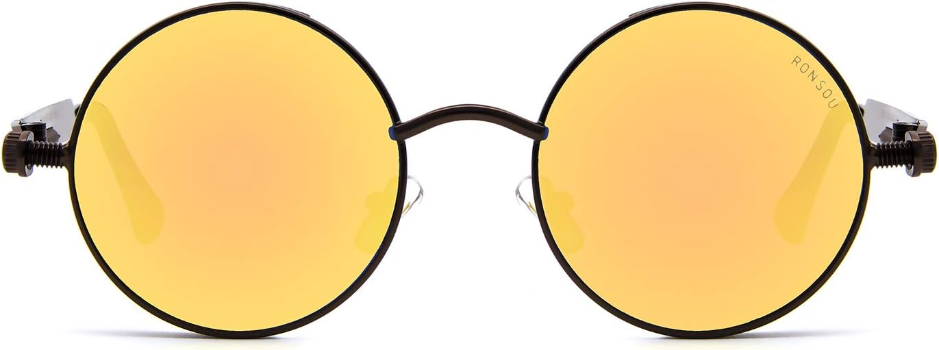RONSOU Steampunk Style Round Vintage Polarized Sunglasses Retro Eyewear UV400 Protection Matel Frame - Image 5