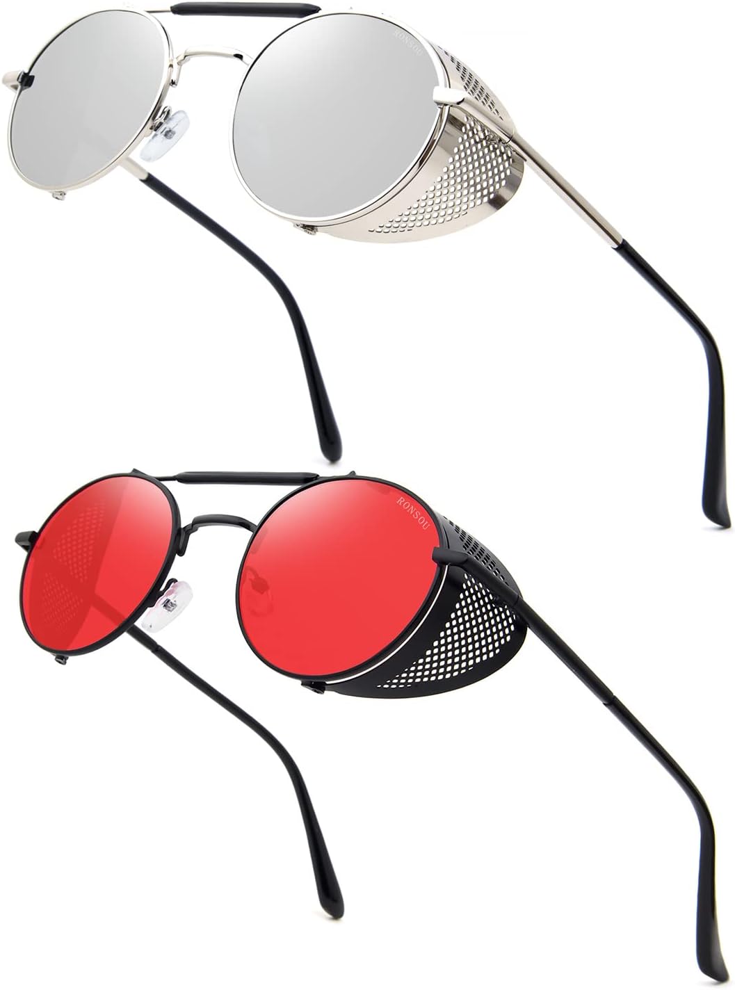 RONSOU Steampunk Style Round Vintage Polarized Sunglasses Retro Eyewear UV400 Protection Matel Frame - Image 13