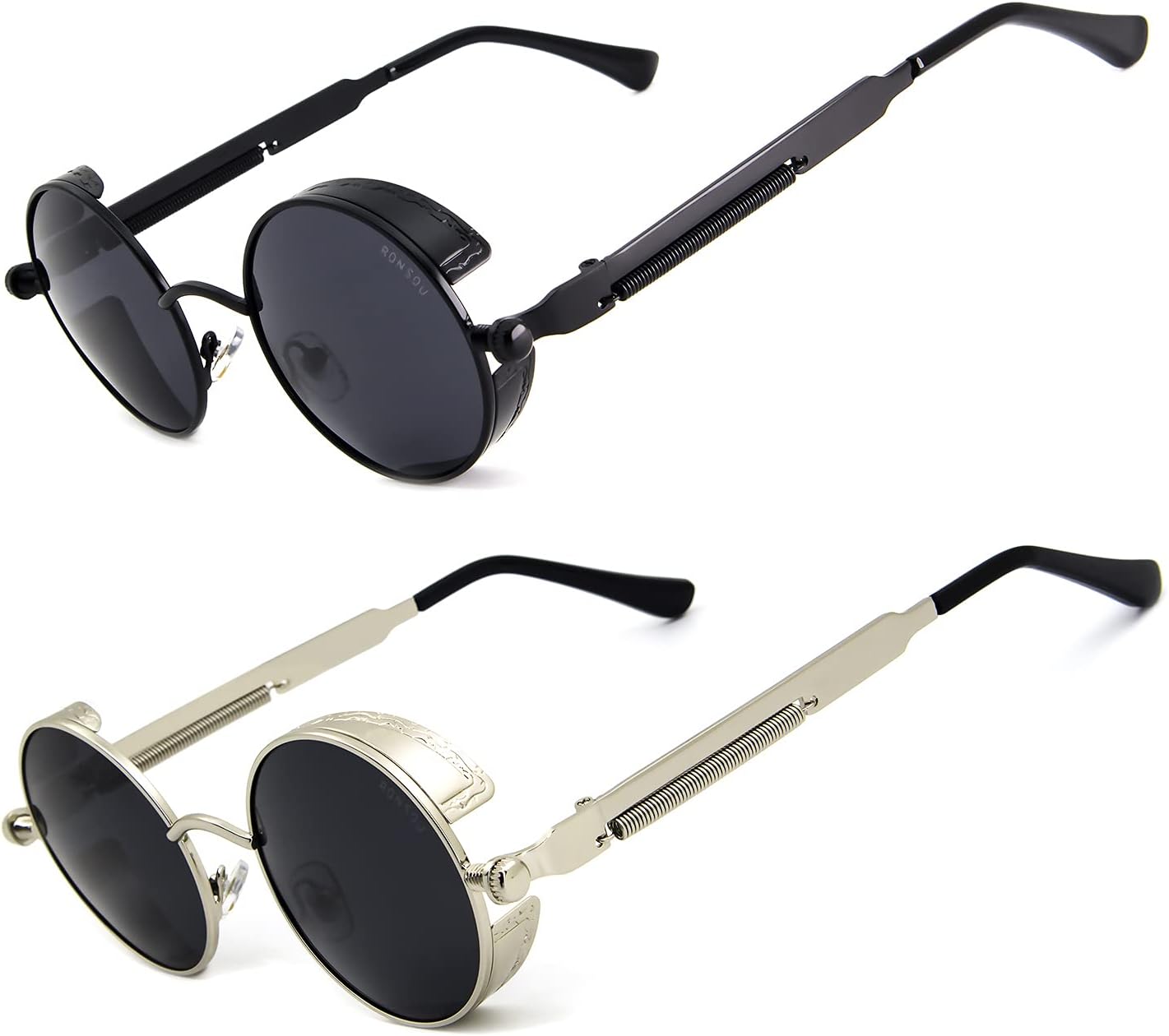 RONSOU Steampunk Style Round Vintage Polarized Sunglasses Retro Eyewear UV400 Protection Matel Frame - Image 20