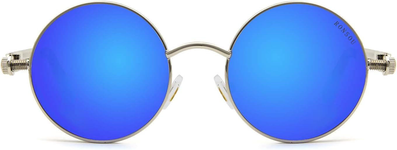 RONSOU Steampunk Style Round Vintage Polarized Sunglasses Retro Eyewear UV400 Protection Matel Frame - Image 4