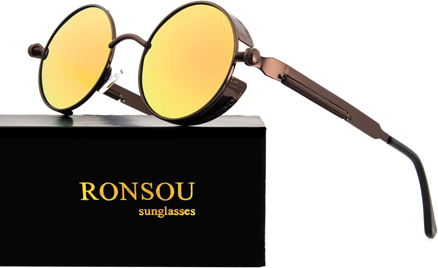 RONSOU Steampunk Style Round Vintage Polarized Sunglasses Retro Eyewear UV400 Protection Matel Frame - Image 3