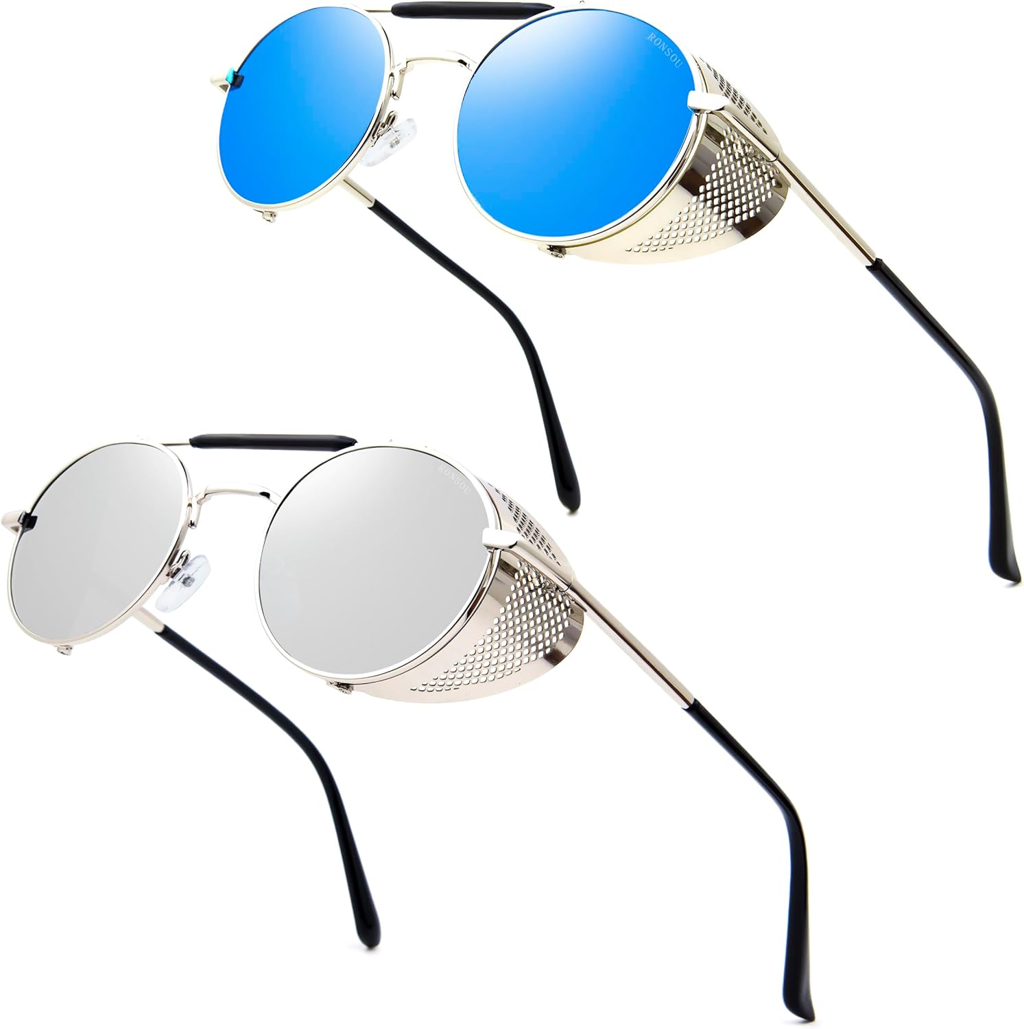 RONSOU Steampunk Style Round Vintage Polarized Sunglasses Retro Eyewear UV400 Protection Matel Frame - Image 30