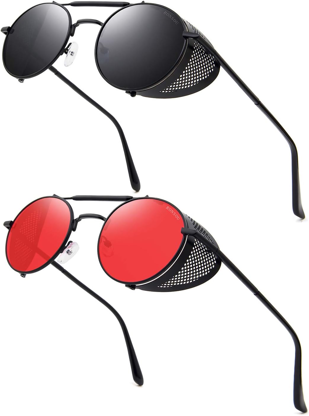 RONSOU Steampunk Style Round Vintage Polarized Sunglasses Retro Eyewear UV400 Protection Matel Frame - Image 23