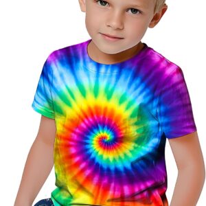 RPWZRCB Kids Tie Dye Shirts for Boys Girls Outfit Clothes Children Hippies Short Sleeve Tees Tie-Dye T Shirt 6-16 Years