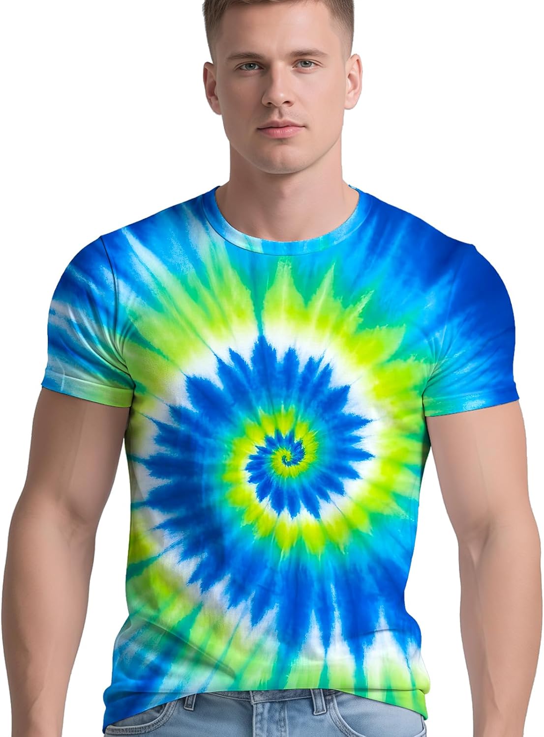RPWZRCB Men's Retro Tie Dye T Shirts 70s 80s 90s Washable Short Sleeve Hippie Clothes Vintage Tees for Casual Wear Size:S-3XL - Image 14