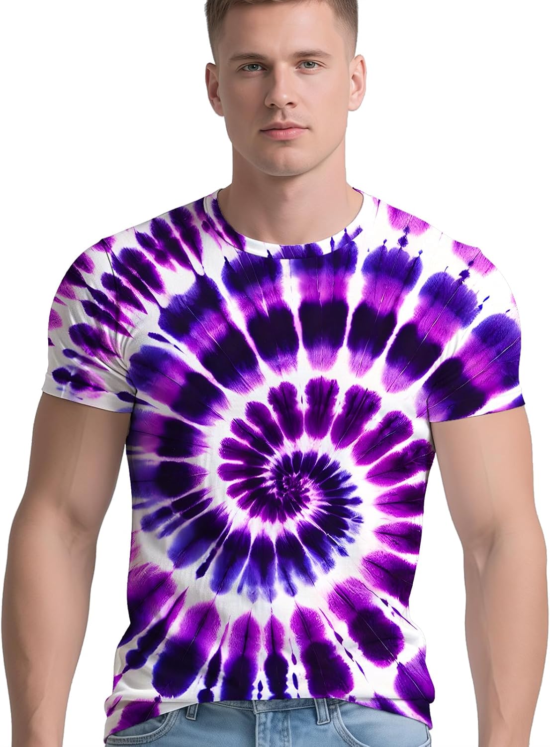 RPWZRCB Men's Retro Tie Dye T Shirts 70s 80s 90s Washable Short Sleeve Hippie Clothes Vintage Tees for Casual Wear Size:S-3XL - Image 11