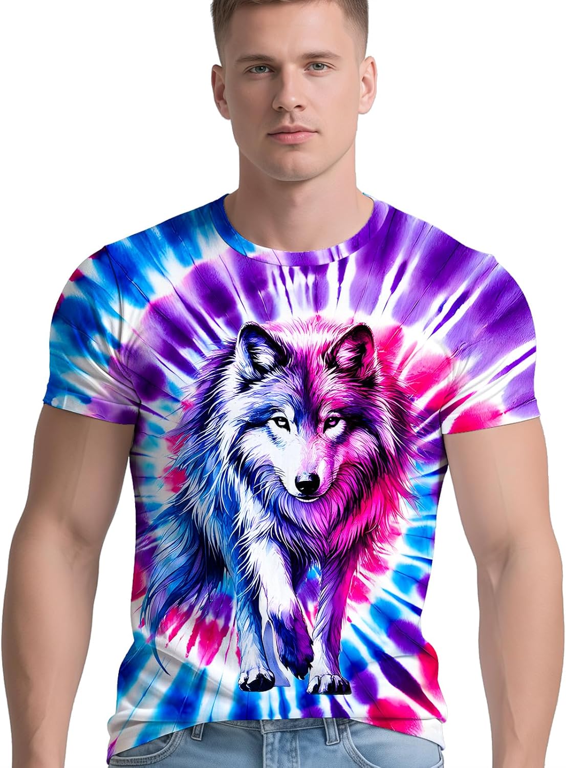 RPWZRCB Men's Retro Tie Dye T Shirts 70s 80s 90s Washable Short Sleeve Hippie Clothes Vintage Tees for Casual Wear Size:S-3XL - Image 6