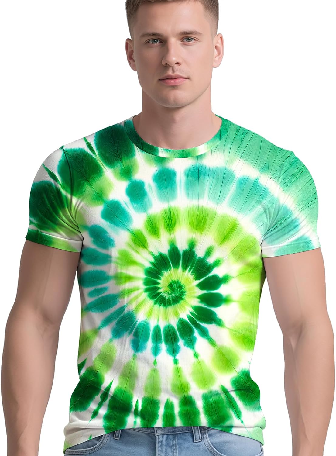 RPWZRCB Men's Retro Tie Dye T Shirts 70s 80s 90s Washable Short Sleeve Hippie Clothes Vintage Tees for Casual Wear Size:S-3XL - Image 9
