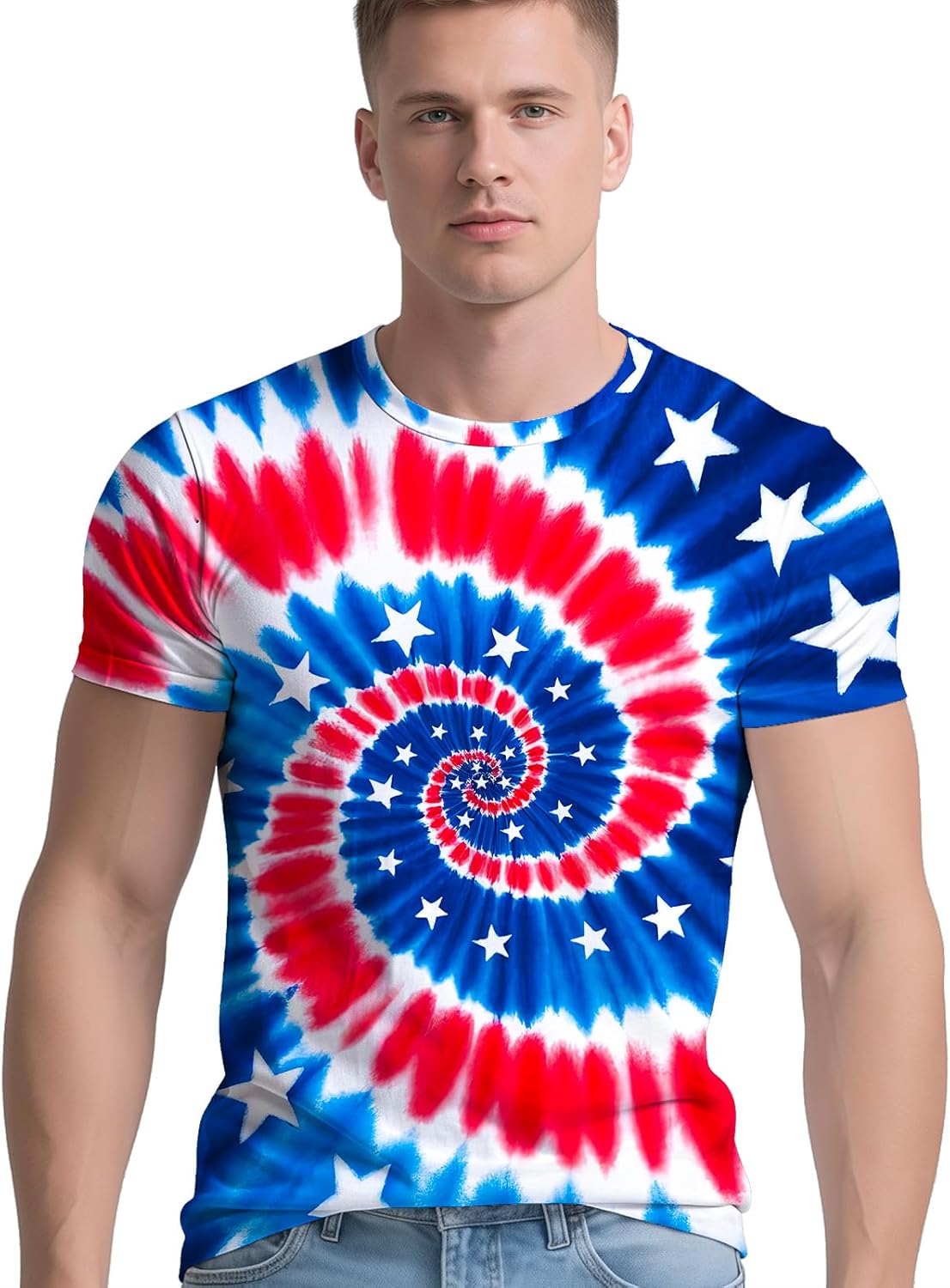 RPWZRCB Men's Retro Tie Dye T Shirts 70s 80s 90s Washable Short Sleeve Hippie Clothes Vintage Tees for Casual Wear Size:S-3XL - Image 13
