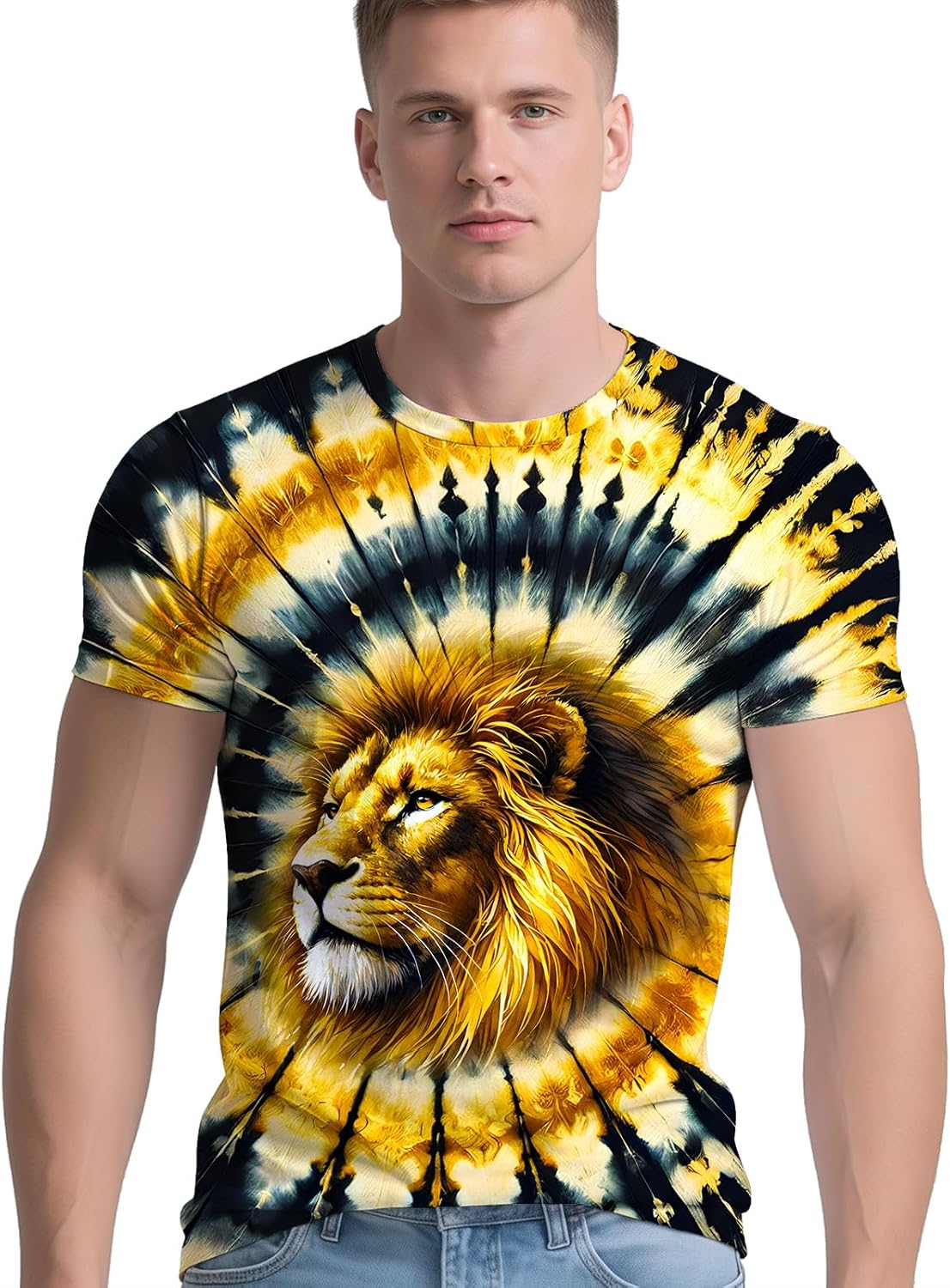 RPWZRCB Men's Retro Tie Dye T Shirts 70s 80s 90s Washable Short Sleeve Hippie Clothes Vintage Tees for Casual Wear Size:S-3XL - Image 10