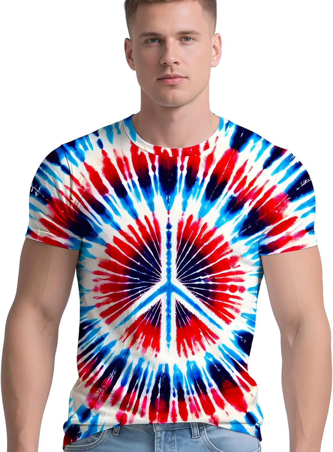 RPWZRCB Men's Retro Tie Dye T Shirts 70s 80s 90s Washable Short Sleeve Hippie Clothes Vintage Tees for Casual Wear Size:S-3XL - Image 12