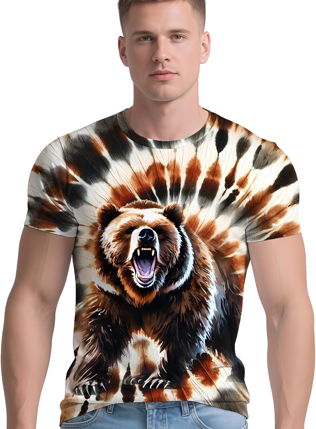 RPWZRCB Men's Retro Tie Dye T Shirts 70s 80s 90s Washable Short Sleeve Hippie Clothes Vintage Tees for Casual Wear Size:S-3XL - Image 8