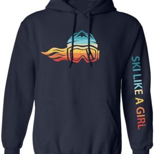 Ski Like A Girl Adult Hoodie 1980s Retro