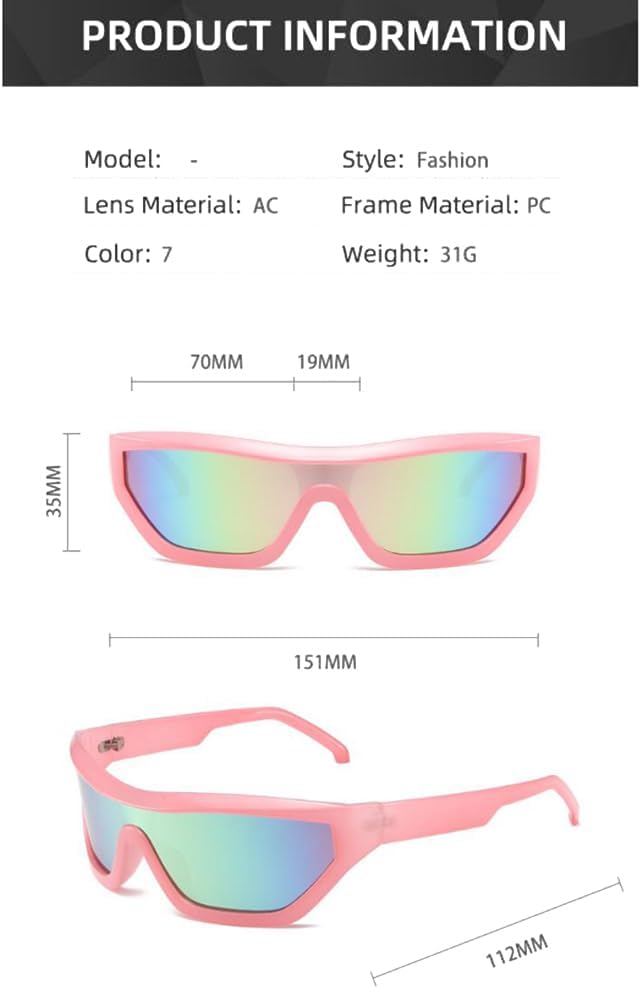 SLCHJXS Y2K Futuristic Sunglasses Cool Oval Wrap Around Sports Sunglasses for Women Men - Image 3
