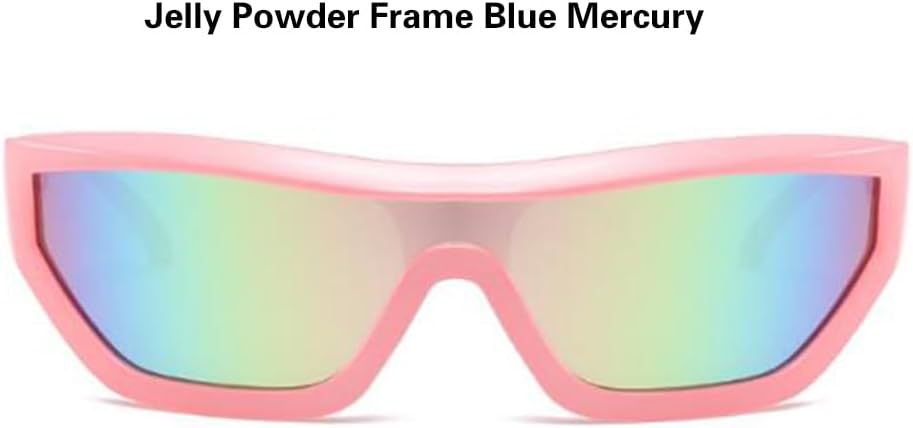 SLCHJXS Y2K Futuristic Sunglasses Cool Oval Wrap Around Sports Sunglasses for Women Men - Image 2