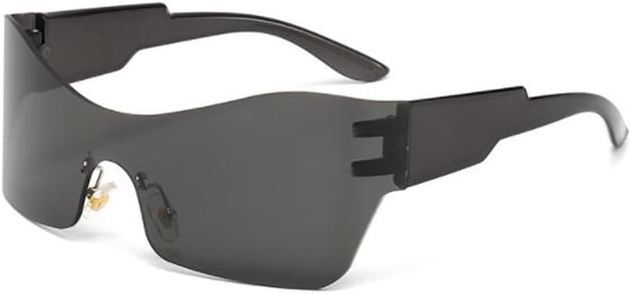 SLCHJXS Y2K Large Frame Arc Riding Glasses Rimless Futuristic Sunglasses UV400 Anti UV Outdoor Sports Sunglasses - Image 4