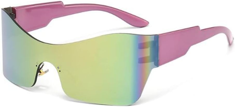 SLCHJXS Y2K Large Frame Arc Riding Glasses Rimless Futuristic Sunglasses UV400 Anti UV Outdoor Sports Sunglasses - Image 6