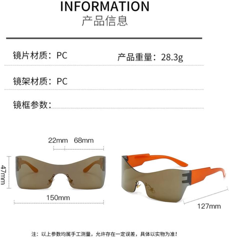 SLCHJXS Y2K Large Frame Arc Riding Glasses Rimless Futuristic Sunglasses UV400 Anti UV Outdoor Sports Sunglasses - Image 3