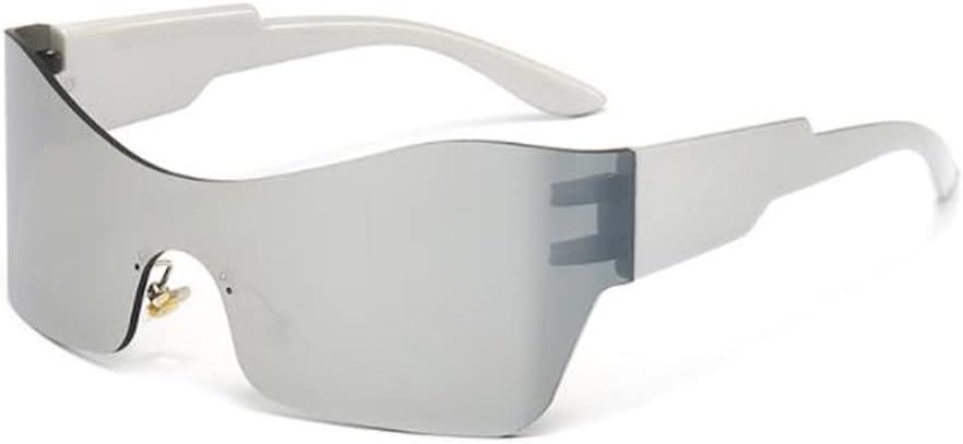 SLCHJXS Y2K Large Frame Arc Riding Glasses Rimless Futuristic Sunglasses UV400 Anti UV Outdoor Sports Sunglasses - Image 7