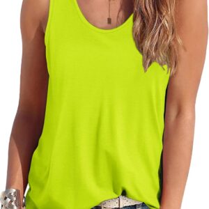 Smile Fish Women Scoop Neck Flowy Loose Fit Tank Top Sleeveless Summer Tops Shirts
