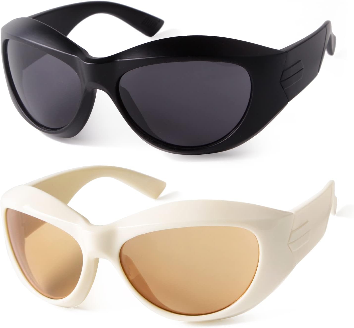 SORVINO Futuristic Oval Sunglasses for Women Men Fashion Oversized Wrap Around Glasses Beige Pink Shades - Image 10