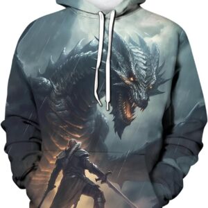 Srcnhim Men's Animal Shirt Retro Dragon 3D Printing Graphic Hoodie Hoodies Hooded Sweatshirts