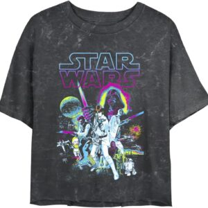 STAR WARS Neon Hope Women's Mineral Wash Short Sleeve Crop Tee
