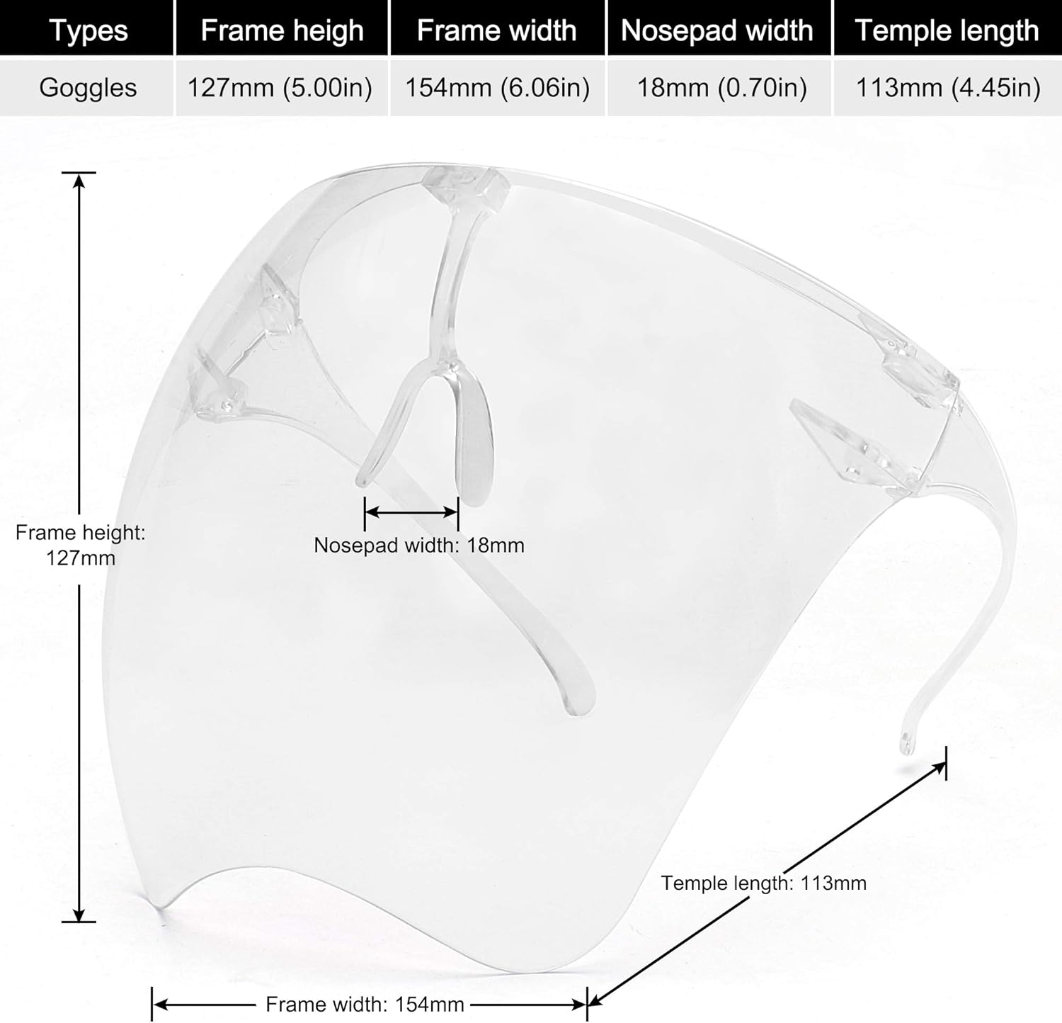 STORYCOAST Oversized Safety Protective Face Shields Goggles Sunglasses Women/Men (Anti-Fog/Anti-Spray) (Transparent, 6.10) - Image 3