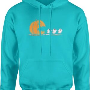 The Pxv Pumpkin Pacman Chasing Ghosts Halloween Unisex Adult Hoodie, Soft Fleece, Graphic Pullover