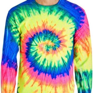 Tie-Dye Adult 5.4 oz. 100% Cotton Long-Sleeve T-Shirt 2XL NEON RAINBOW