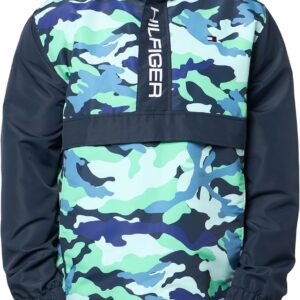 Tommy Hilfiger Men's Retro Lightweight Taslan Hooded Popover Water Resistant Windbreaker Jacket