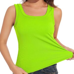 UQOIIL Womens Ribbed Tank Tops Plain Summer Scoop Neck Basic Slim Fitted Sleeveless Camis(S-2XL)