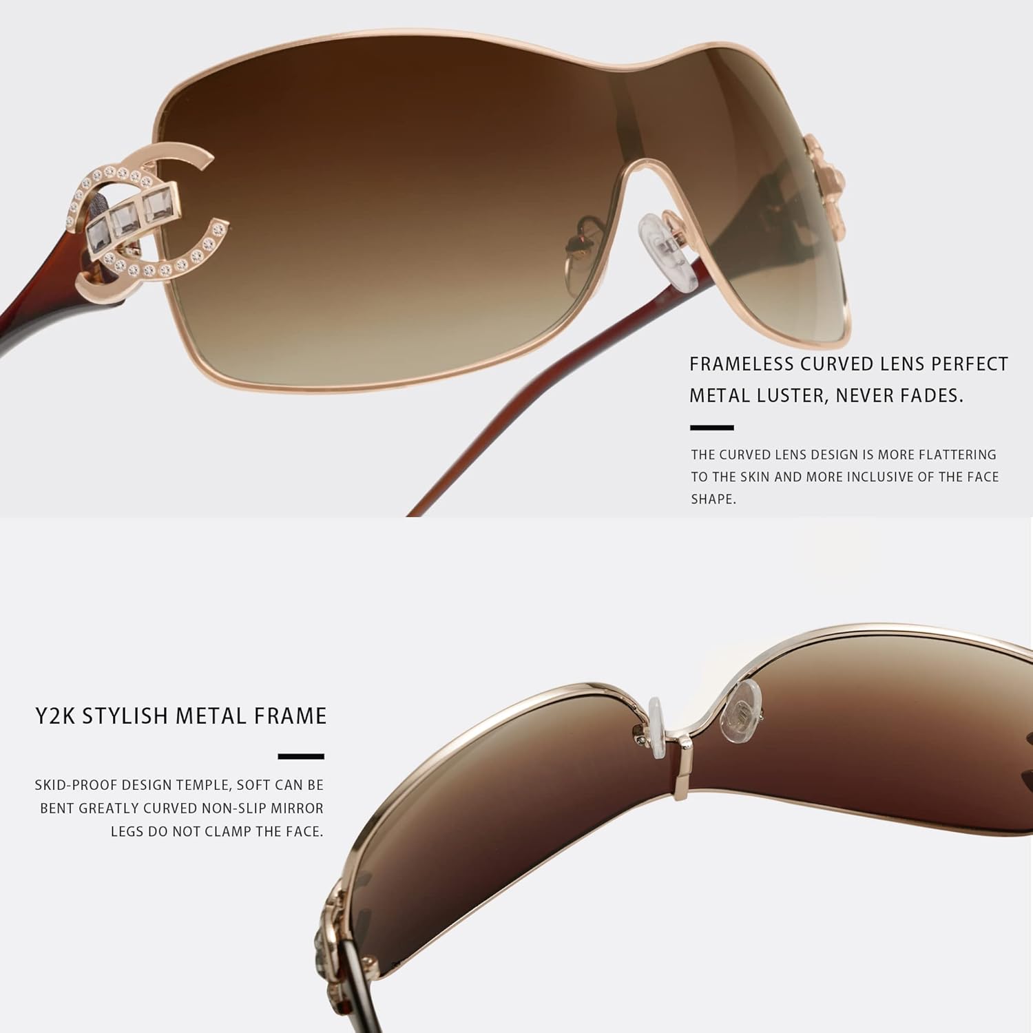 VANLINKER Wrap Around Y2K Sunglasses for Women Men Trendy Oversized Sun Glasses Fashion Shield Frameless Shades One-piece - Image 5