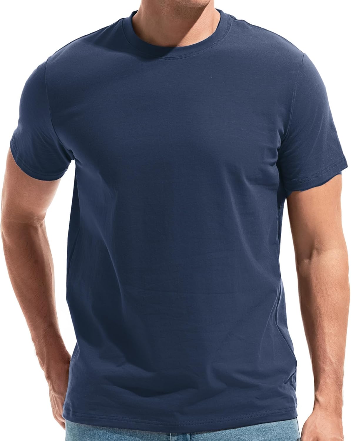 VEIISAR Mens T Shirt - Short Sleeve Crew Neck Soft Fitted Elastic Tees Fresh Classic Tshirts Color 20+