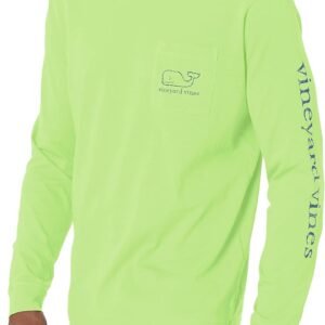 vineyard vines Men's Long-Sleeve Neon Garment Dyed Vintage Whale Pocket Tee