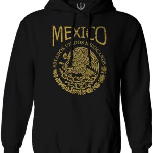 Vintage Gold Hecho En Mexico Mexican Flag Coat of Arms Escudo Mexicano Retro Hoodie