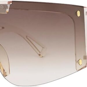 Vintage One Piece Lens Oversized Sunglasses Women Men Futuristic Rimless Sun Glasses