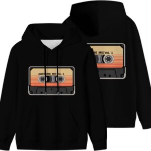 Vintage Retro Cassette Awesome Mix Vol Men Women Lightweight Kangaroo Pocket Hoodie