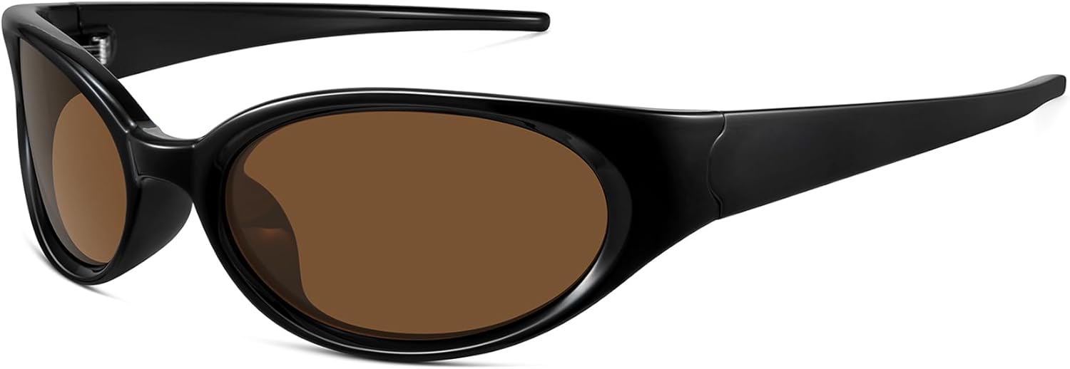 WOWSUN Retro Y2K Wrap Around Sunglasses for Women Trendy Polarized Sporty Shades UV Protection