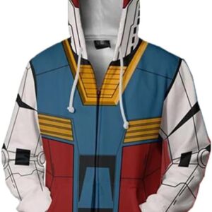 Wsysnl Retro Mecha Anime Zip Hoodie - for Halloween, Christmas, and Cosplay|3D Unisex Sweatshirt|Iconic Anime Apparel