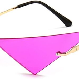 Y2K Anime Inspired Sunglasses Futuristic Comic Costume Cosplay Glasses Large Pointy Triangle Black Pink for Women Men (Purple)