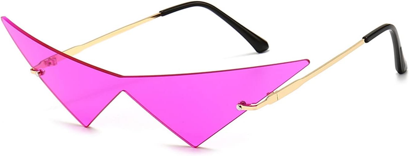 Y2K Anime Inspired Sunglasses Futuristic Comic Costume Cosplay Glasses Large Pointy Triangle Black Pink for Women Men (Purple)