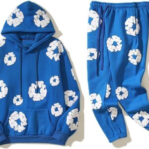 Y2K Hip Hop Men's Hoodie Set Foam Printed Casual Retro Harajuku Set