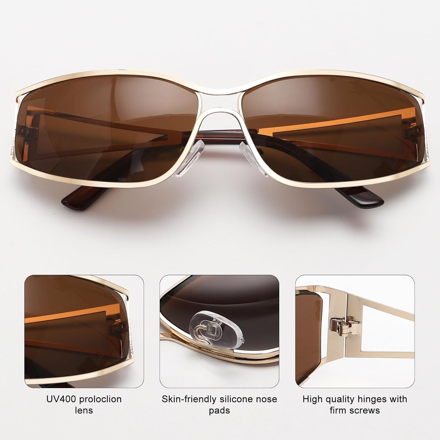 Y2k Sunglasses for Women,Fashion Metal Y2k Glasses,Trendy 2000S Sunglasses Aesthetics Y2k Accessories for Women - Image 4