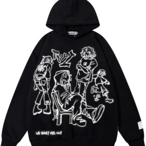YEOU Men's Fashion Pullover Hoodie Sweatshirt Fleece Y2K Harajuku Hip Hop Streetwear Casual Sweatshirt Hooded