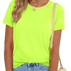 YUCOLEN Women's Cotton Short Sleeve Shirts UPF 50+ Soft Breathable Crew Neck T-Shirts Basic Tops